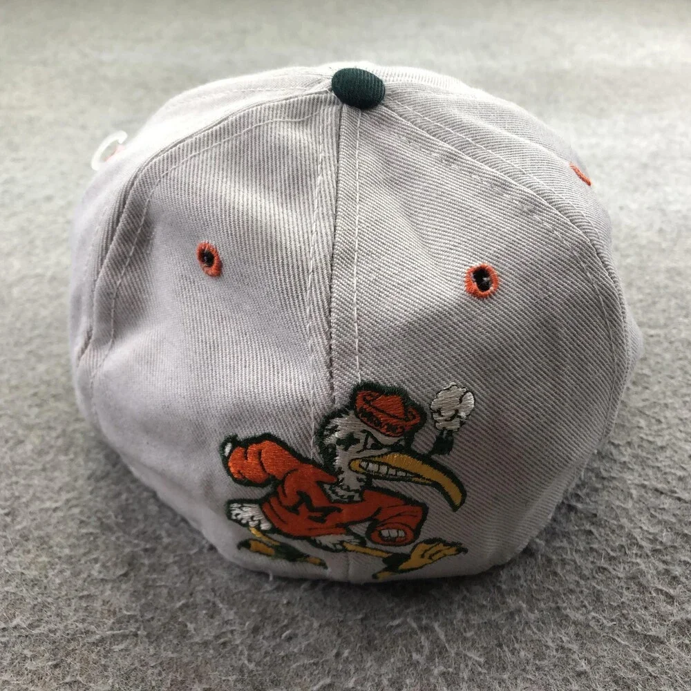 Vintage Miami Hurricanes Hat Cap Fitted Mens 6 7/8 Gray Green NCAA Football